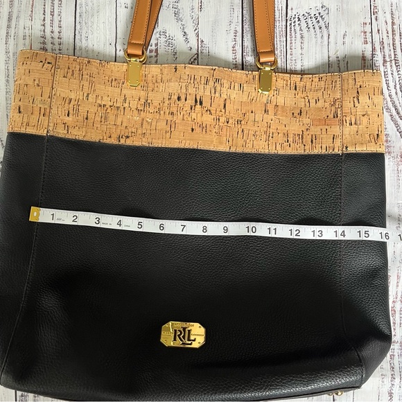Lauren Ralph Lauren Vegan Pebbled Leather and Cork Bag - Picture 9 of 12
